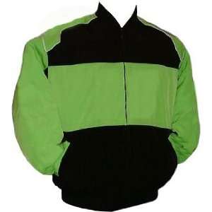  Plain Light Green and Black Racing Jacket Sports 