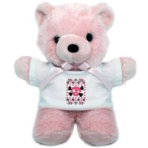  Teddy Bear Pink Pink Hearts and Skulls 