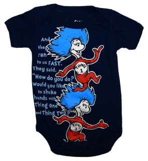Dr. Seuss Thing One And Two Cat In The Hat Baby Creeper Romper  