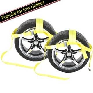 Universal Tow Dolly Straps with Cam Buckles & Flat Hooks   Pair of 2 