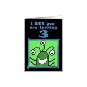  Green Alien  3rd Birthday Card Toys & Games