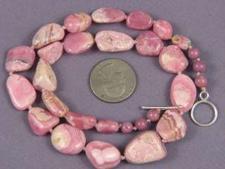 Necklace Rhodochrosite 22mm Nuggets 925 Grade A   