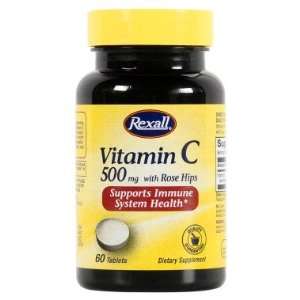  Rexall Vitamin C 500 mg with Rose Hips   Tablets, 60 ct 