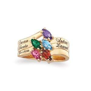 Gordons Jewelers 18K Gold Plate Family Marquise Birthstone Ring (2 6 