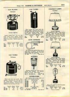 1937 Coleman Gasoline Lamps Tanks Plants Lanterns ad  