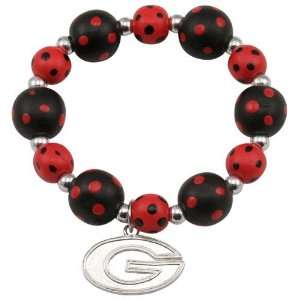  Georgia Bulldogs Black Red Polka Dot Beaded Bracelet 
