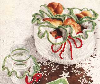 Vintage Crochet PATTERN Christmas Bun Warmer Coasters   NOT A FINISHED 