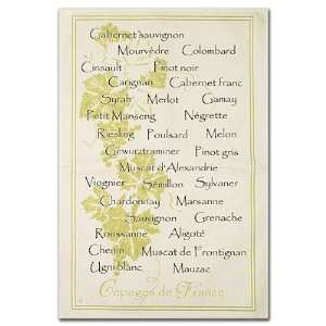 Label Kitchen Towel   Cepages de France   Wine Grape Varieties (Green 