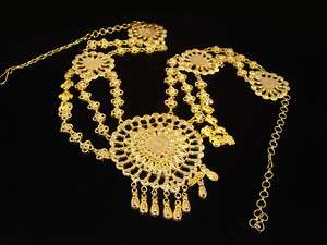   Gold 24 Ornate Diamond Cut 3 Tier Necklace   35.06 Grams  