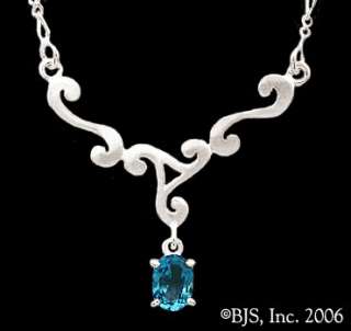   Triskele Necklace, Peridot or Blue Topaz Gemstone, Celtic Pendant, New