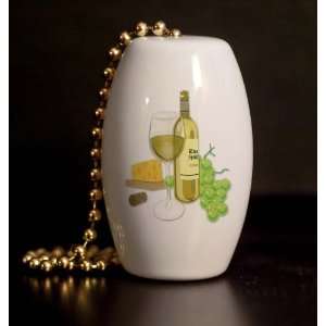  Wine Cheese and Grapes Porcelain Fan / Light Pull