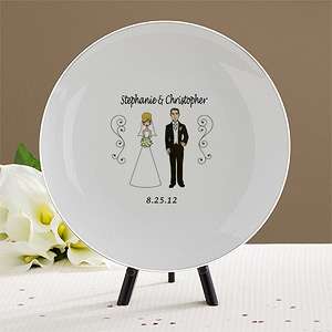   Groom Personalized Keepsake Wedding Plate   Silver Trim 