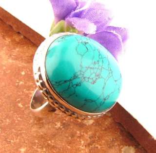Fetching Turquoise .925 Sterling Silver Ring   Size 7  