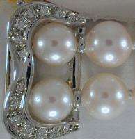8mm 2 row Akoya Pearl Bracelet 18K WG Diamond Clasp  