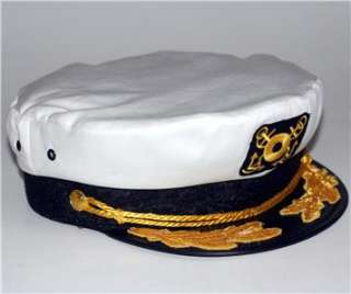 NAUTICAL Captain ANCHOR NAVY White YACHT CAP HAT New  
