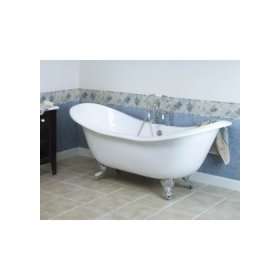  Cast Iron 71 Double Slipper Tub with Bisque Exterior and 7 Deck 