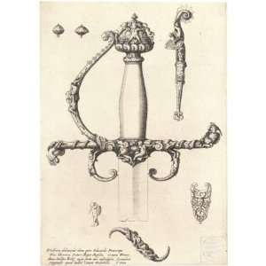   5cm) Acrylic Fridge Magnet Wenceslaus Hollar   Ornamental sword hilt