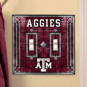  Texas A&M Aggies Art Glass Double Switch Plate Cover 