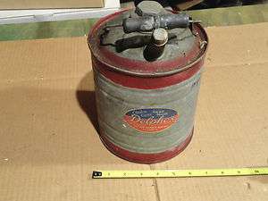   Vintage Delphos Oil Gas Can Choice Hand Made Brand. Wood Bail Handle