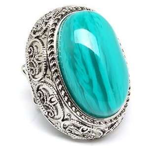 Gothic Victorian chunky Turquoise stone design ring