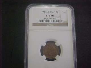 1909 S INDIAN HEAD CENT PENNY KEY DATE NGC F15 F 15  