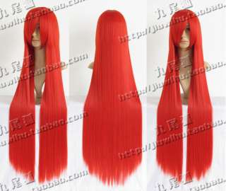 New Fashion Cosplay Long straight red heat resistant Wig +gift  