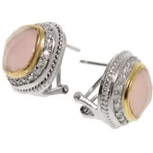  SS/Gold Filled Pink Mother of Pearl & White CZs Jewelry
