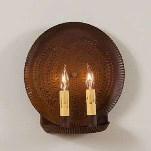  Prairie Sconce with Willow in Rustic Tin