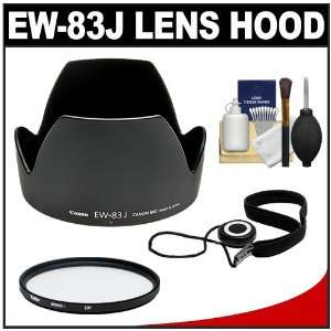  Canon EW 83J Lens Hood + 77mm UV Glass Filter + CapKeeper 