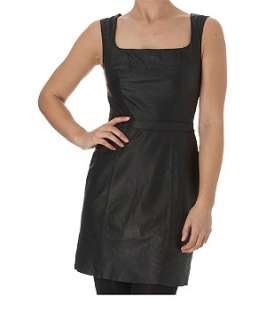 Black (Black) Leather Shift Dress  205105901  New Look