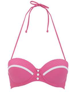 Bright Pink (Pink) Kelly Brook Spot Contrast Bikini Top  233748576 