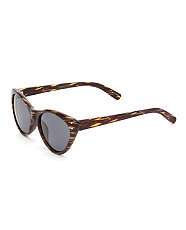 Dark Brown (Brown) Icon Dark Brown Wood Rim Cats Eye Sunglasses 