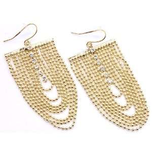  Goldtone Crystal Multi chain Dangling Earrings Jewelry