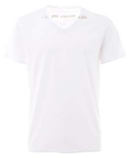 The Old Curiosity Shop White V Neck T Shirt With Logo Detail   The Old 