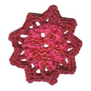 Wine/Colonial Rose Crochet Bead Applique