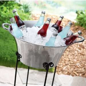    Round Aluminum Beverage Ice Bucket with Handles