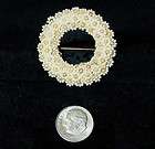 Victorian Hand stitched Seed Beads Circle Pin Brooch
