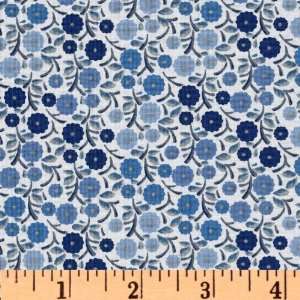  44 Wide Heirloom Blueberry Flowers Oyster Fabric By The 