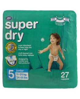 Boots Super dry Size 5 Carry pack   27 Nappies   Boots
