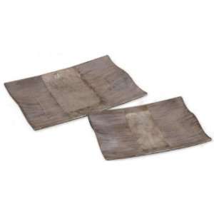  Uttermost 19238 Minya   Trays (Set of 2), Antiqued Taupe 