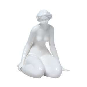  8.75 inch All White Porcelain Figurine Kneeling Odalisque 