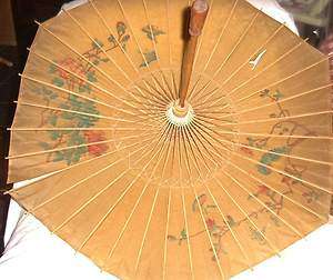 Beautiful vintage antique wood & paper parasol  