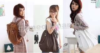 HOT Korean Style Fashion lady 2 Ways PU Leather Backpack Purse Handbag 