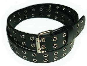 GROMMET STUDDED BLACK BELT WITH SILVER BUCKLE XL 40  