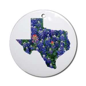 Ornament (Round) Bluebonnets Texas Shaped 