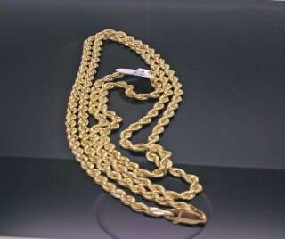 10K Yellow Gold Rope Chain Necklace 26 and 3mm  