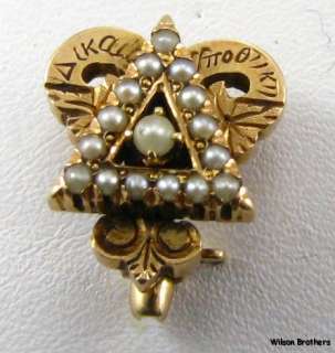 1911 Delta Upsilon Fraternity Genuine Pearls  14k Yellow Gold Vintage 