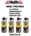 X4 HOLTS TYRE WELD REPAIR TYRE SEAL PUNCTURE CAR 400ML