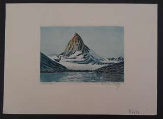 Alpen Matterhorn sig.Radierung Cornelius Rogge 20.Jh  