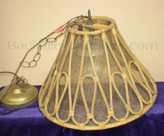 Vintage Light Fixture with Rattan/Abaca Lightshade